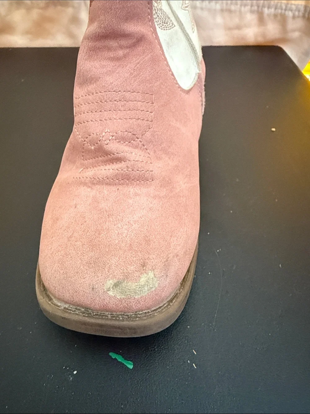 Girls Pink & Cream Suede Western Pull-On Boots - Kids